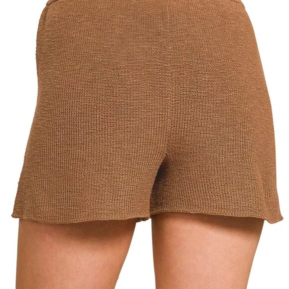 Zenana Round Neck Knit Top and Shorts Sweater Set - Picture 4 of 7